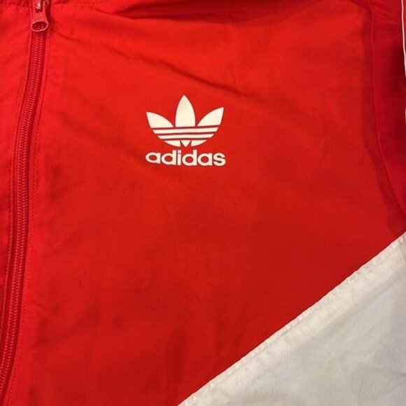 Adidas unisex size small windbreaker retro red white blue trademark 3 Stripe Y2K - Picture 6 of 16